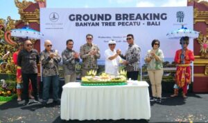 Bupati Badung I Wayan Adi Arnawa menghadiri ground breaking pembangunan Banyan Tree Pecatu di Hole 15 New Kuta Golf, Kuta Selatan, Rabu (1/10/2025)

