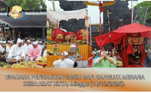 Hujan deras tidak menyurutkan Masyarakat Kuta mengikuti Upacara Pecaruan Sasih dan Nangluk Merana