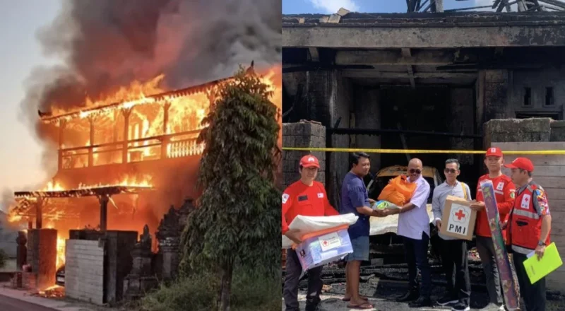 PMI Tabanan Bergerak Cepat Bantu Korban Kebakaran di Yeh Gangga Kaja